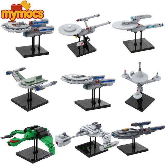 Mymocs Star Movie Mini Raumschiff Enterprise NCC-1701-D Romulan Warbird NX-01 MOC Klingon Raumschiff-Sets, Bausteine Spielzeug - Bild 1