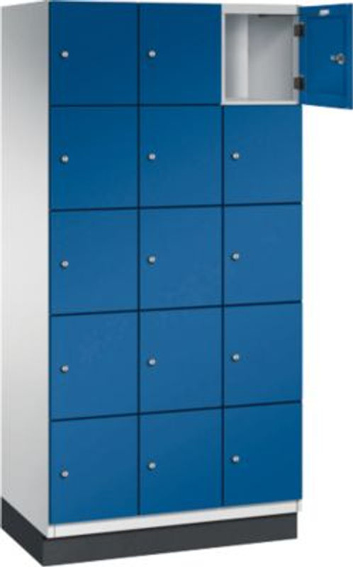 C+P Fächerschrank Cambio auf Sockel mit 15 Fächern, Korpus Lichtgrau und Front Enzianblau, H x B x T: 195 x 90 x 52,5 cm - Bild 2