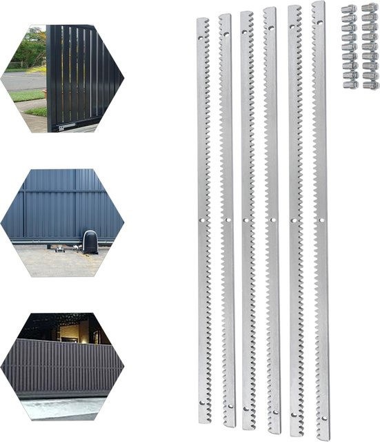 6er Set Elektrische Schiebetor-Zahnstangen aus Edelstahl in Silber, Länge: 100 cm, Dicke: 12 mm - Bild 1