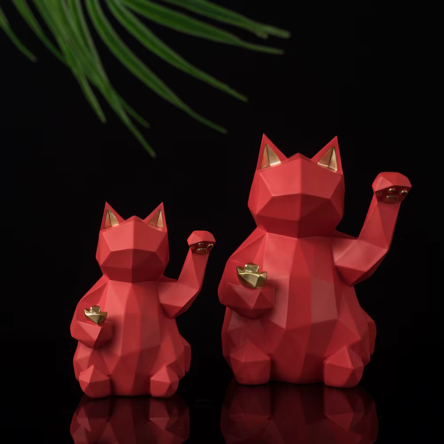 RAKKS Zhaocai Katze Dekofigur aus Harz für Wohnzimmer und Schlafzimmer - Bild 1