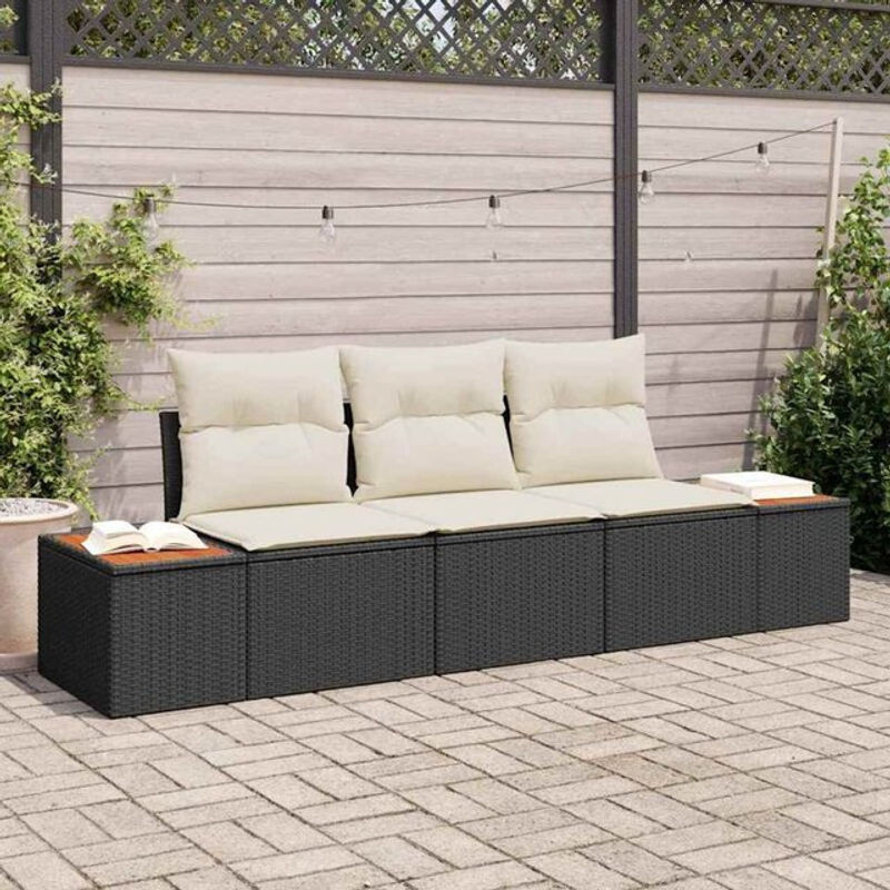 Vidaxl Garten-Sofa-Set mit 3 Teilen aus Poly-Rattan in Schwarz - Bild 1
