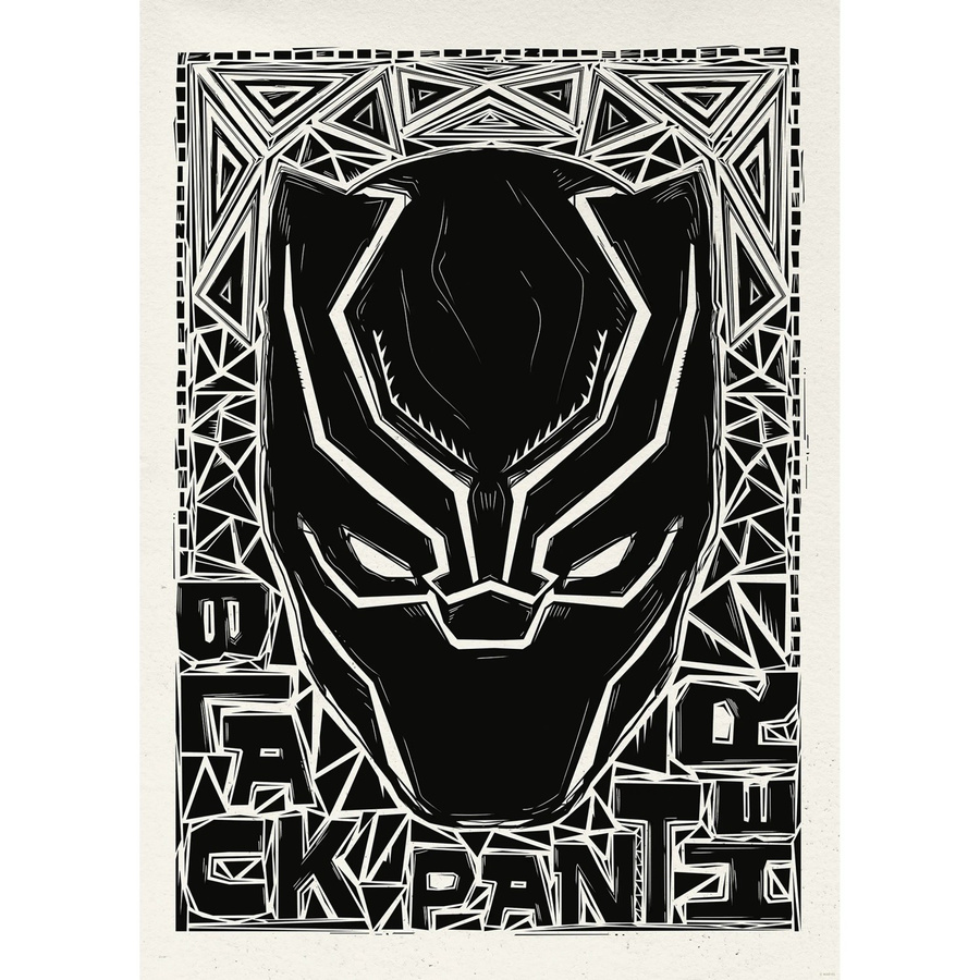 Komar Wandbild Marvel Black Panther Lino-Cut Helmet Paper Poster, Schwarz-Weiß, Breite: 50 cm, Höhe: 70 cm - Bild 2
