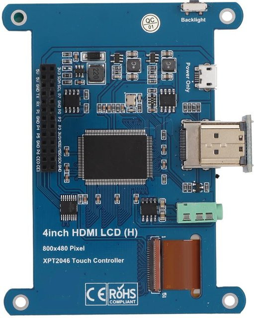 OutsideWorld 4 Zoll IPS HDMI LCD Touchscreen in Blau passend für Raspberry Pi 3B+Zero W mit 800x480 Auflösung - Bild 1