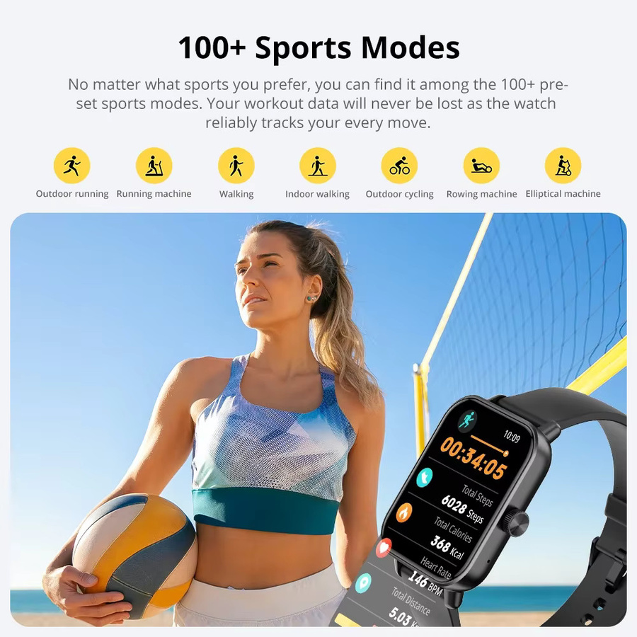 COLMI P81 Smartwatch mit Voice Calling, 1,9 Zoll Display, 24H Gesundheitsmonitor und über 100 Sportmodi in Blau - Bild 5