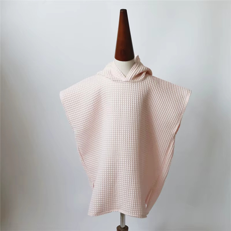 Baby Kapuzenhandtuch aus Baumwolle im Waffel-Design, Badetuch und Cape für Jungen und Mädchen, Dark Pink - Bild 3