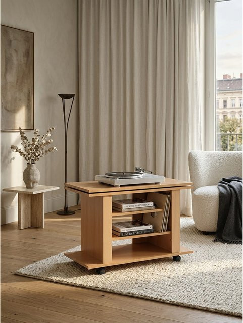 KADIMA DESIGN TV Board Buche Braun, drehbar und rollbar, B/T/H: 75 x 38 x 51 cm - Bild 1