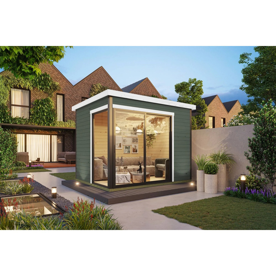 Lasita Gartenhaus Austin Flachdach in Grau-Grün lasiert B/H/T: 300 x 239,4 x 240 cm - Bild 2