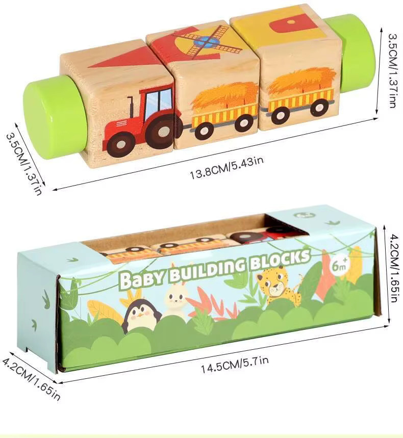 YunDuo BaBy Rotierendes Holzpuzzle, Tiere und Fahrzeuge, ab 0 Jahre - Bild 2