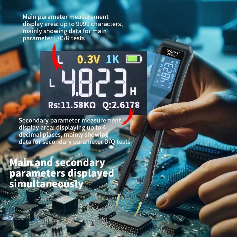 ZOYI ZT-MD1 Digitale Smart Pinzette als LCR SMD ESR Tester für Widerstand, Kapazität, Induktivität, Kontinuität und Diode in Schwarz - Bild 3