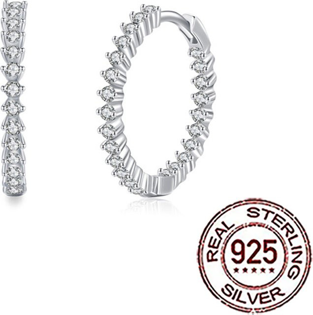CWWZircons Creolen 925 Silber, Zirkonia, Damen - Bild 1
