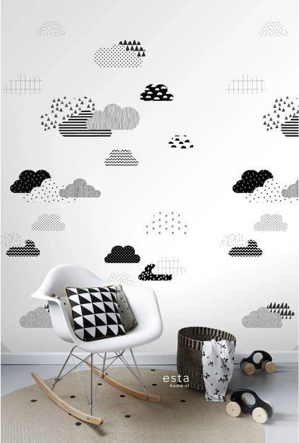ESTAhome Fototapete Wolken in Schwarz-Weiß aus Vlies, Breite: 150 cm, Höhe: 279 cm - Bild 1