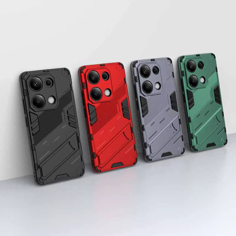 Schutzhülle für Xiaomi Poco M6 Pro 4G und weitere Modelle, Panzerhülle mit Halterung, Farbe: Rot - Bild 1