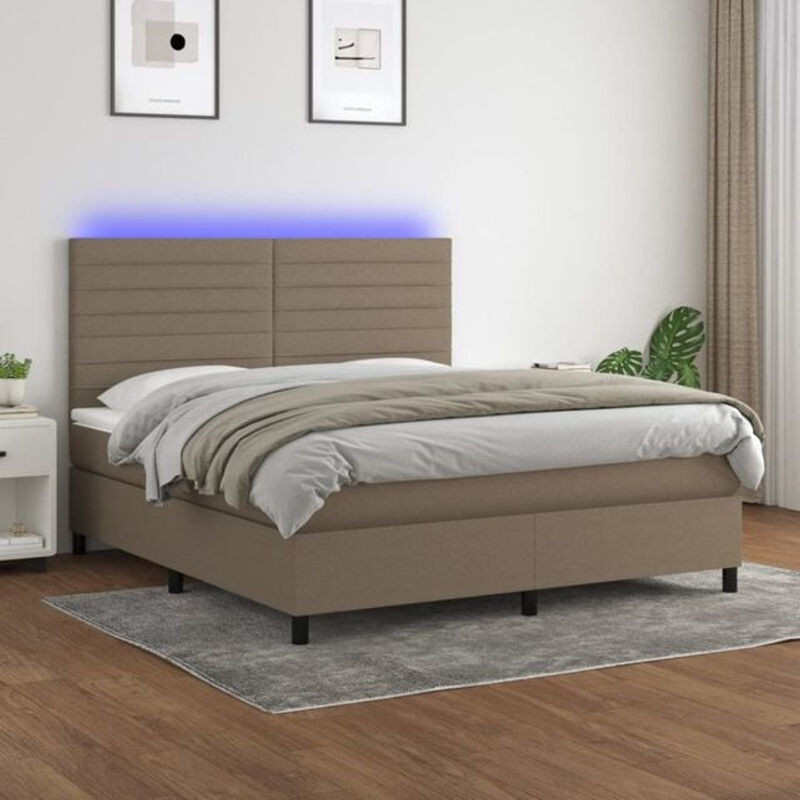 vidaxl Boxspringbett mit Matratze in Taupe meliert, Stoff, B/T/H: 160 x 200 x 118 cm - Bild 1