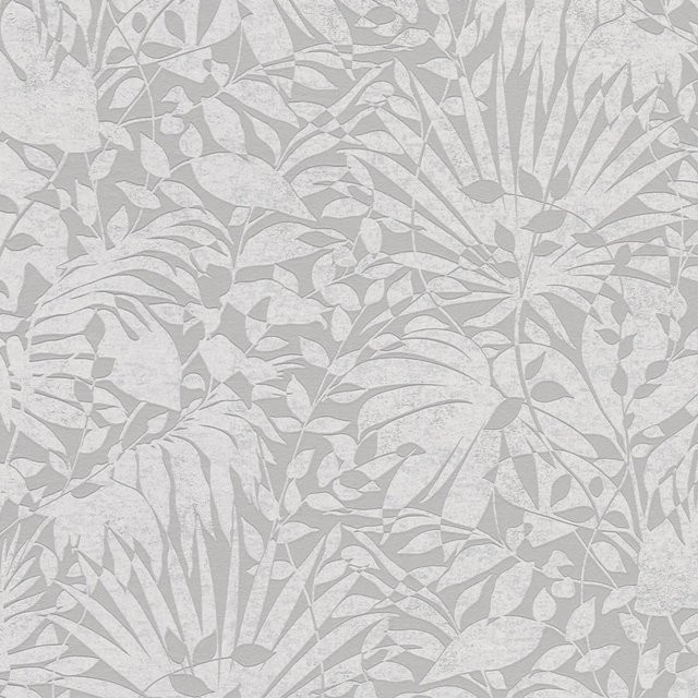 PROFHOME Luxus Tapete Floral Metallic Effekt in Grau Silber Weiß, B: 0,53 m, L: 10,05 m - Bild 1