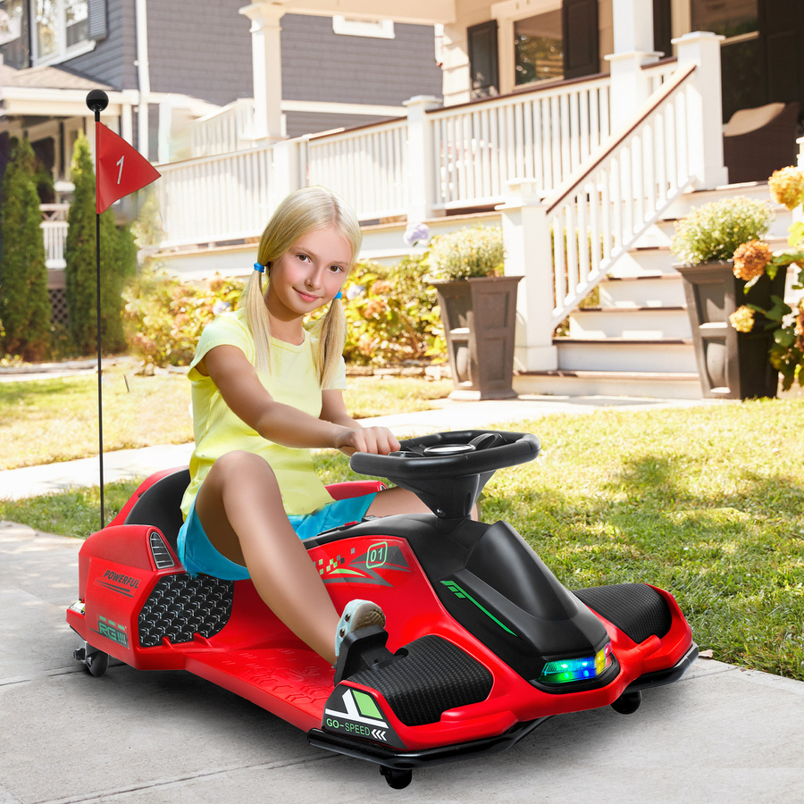 HOMCOM Elektro Gokart Drift Kart mit Licht und Musik, Rot, 8-12 Jahre - Bild 2