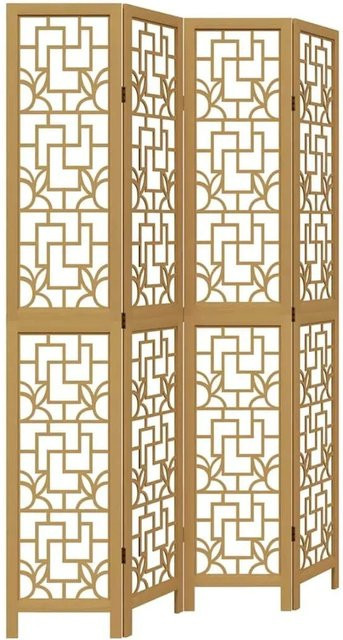vidaXL 4-teiliger Raumteiler aus Massivholz Paulownia in Braun mit modernem geometrischem Design, Höhe: 180 cm, Breite: 220 cm, Tiefe: 16 cm - Bild 1