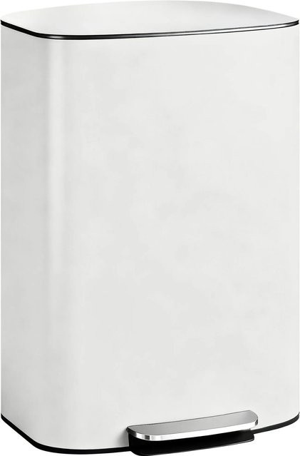HOMCOM Mülleimer aus Edelstahl in Cremeweiß, Volumen: 45,1 l, B/T/H: 36,5 x 36,5 x 62,2 cm - Bild 1