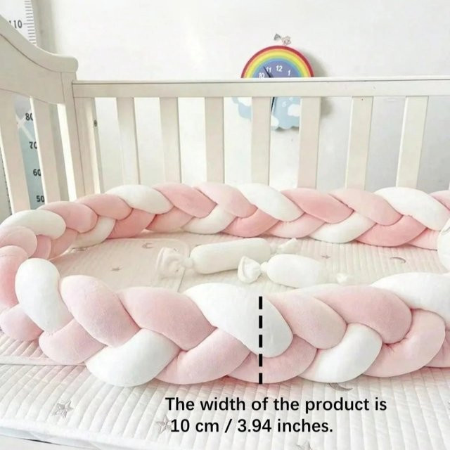 Babies Dekorative geflochtene Babybett-Schutzpolsterung und Knotenkissen in Weiß - Bild 1