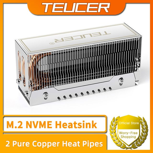 Teucer M2-10 Dual Heat Pipe Kühler für M.2 2280 NVMe SSD in Silber mit Thermopad - Bild 1