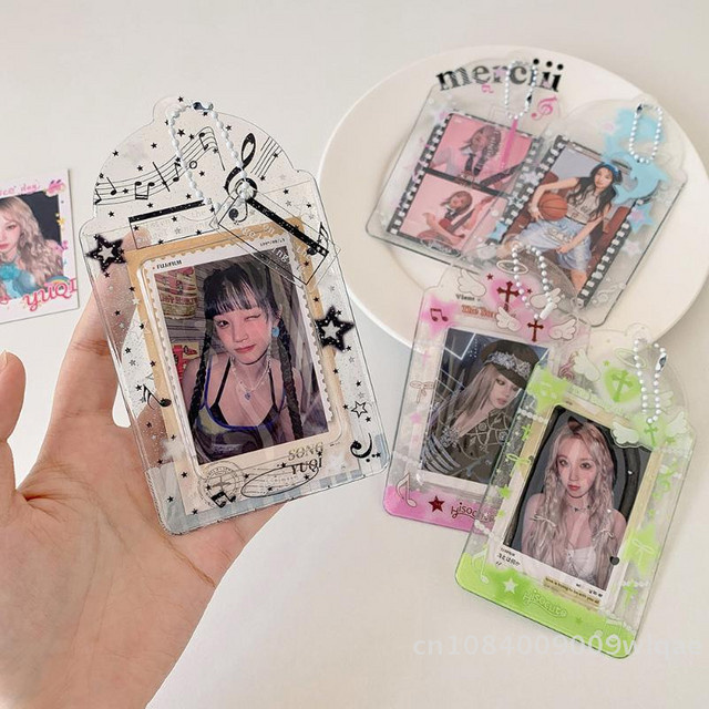 MusicianY33 Parque Glitzernder Ausweishalter in Pink, Transparente Lanyard-Kartenhülle für K-Pop-Fotokarten und Transportpässe - Bild 1