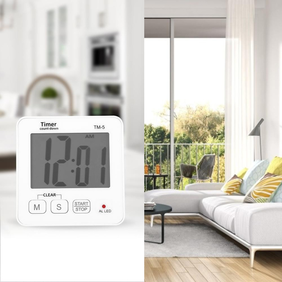 KONNWEI Tragbarer Küchen-Kochtimer mit Digitalanzeige und Wecker in Weiß - Bild 4