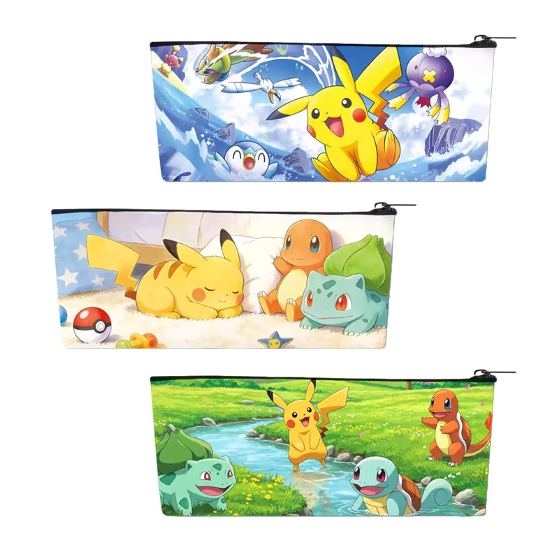 Pokemon Pikachu PU-Federmäppchen mit Cartoon-Aufdruck als flache Stifttasche mit Reißverschluss in Multicolour - Bild 2