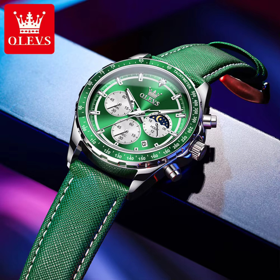 OLEVS Armbanduhr, Chronograph, Quarz, Edelstahl, Silber, Herren - Bild 2