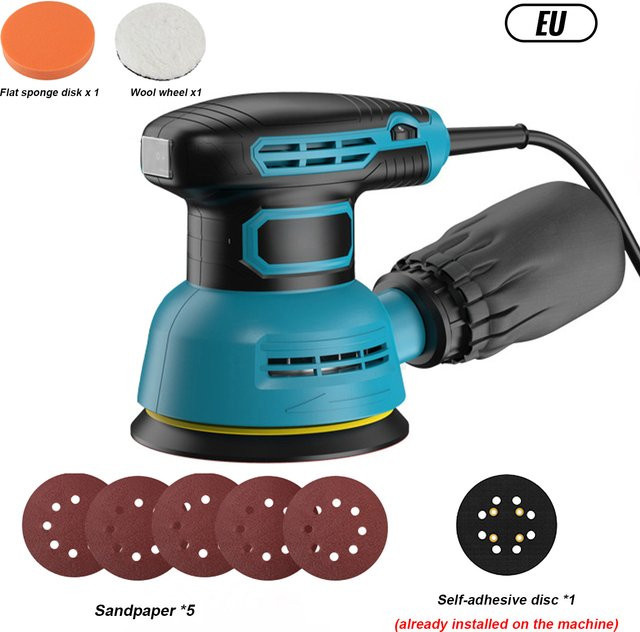 Betuyoo Elektrische Exzenterschleifmaschine mit variabler Geschwindigkeit, 300 W, 125 mm Schleifpapier, Auto-Poliermaschine für DIY-Projekte - Bild 1