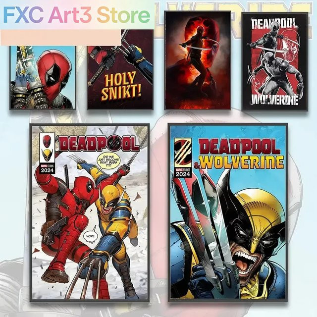 Kayou Marvel Deadpool Wolverine Anime Poster als rahmenloser Leinwanddruck in Multicolour - Bild 1
