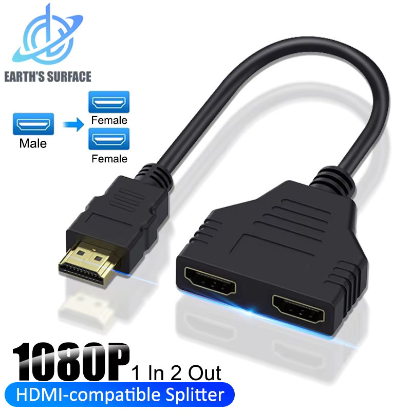 OLOEY HDMI Splitter Full HD 1080P mit 1 Eingang und 2 Ausgängen, Dual-Port-Y-Kabel-Adapter in Schwarz - Bild 2
