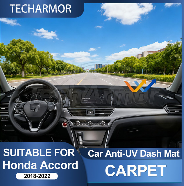 Auto Dashboard Abdeckung für Honda Accord 2018-2022, UV-Schutz Sonnenschutz Matte in Schwarz - Bild 1