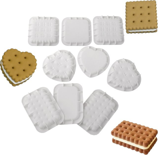 SHENHONG Silikon Backform in Herzform für Sandwich-Kekse, Schokolade und Kuchen, Weiß - Bild 1
