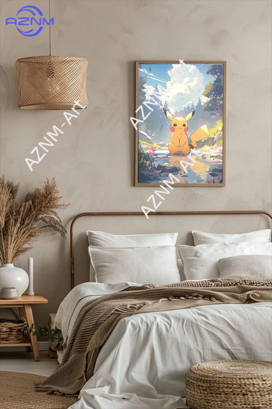 KAYOU Anime-Poster Pikachu in Naturlandschaft als Wandkunst im japanischen Kunststil, mehrfarbig, rechteckig, Wandmontage - Bild 2