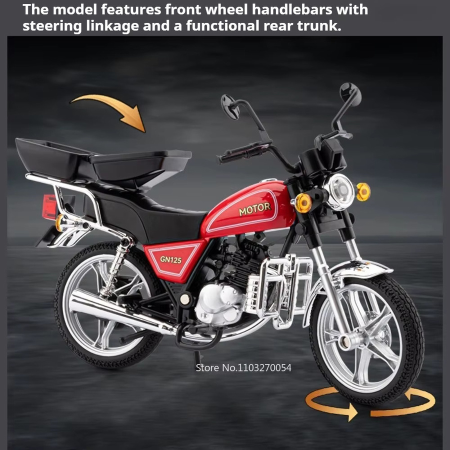 RMZ City Suzuki GN125 Honda Monkey Miniatur-Motorradmodell, 1:12, Metall, Rot, mit Licht - Bild 2