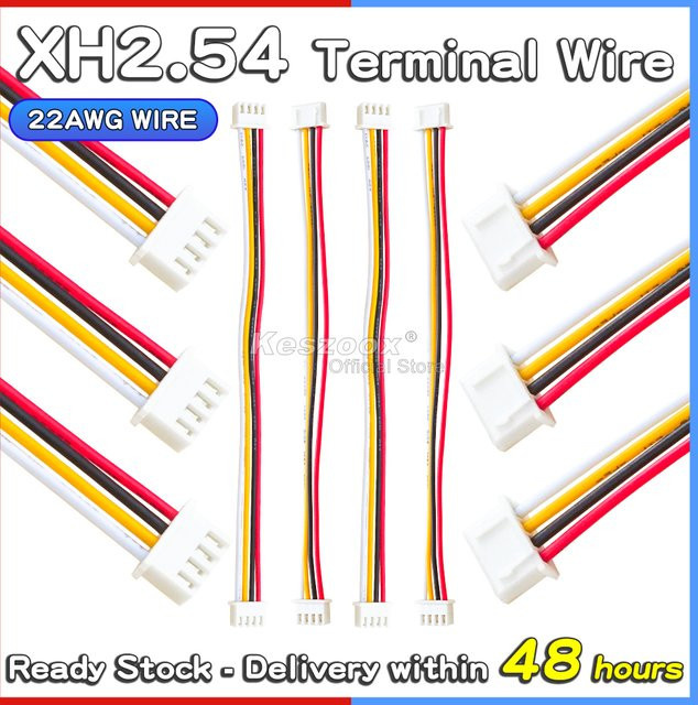 JST XH 4-poliges Steckergehäuse mit 2,54 mm Rastermaß und Kabel in verschiedenen Längen von 10 cm bis 100 cm - Bild 1