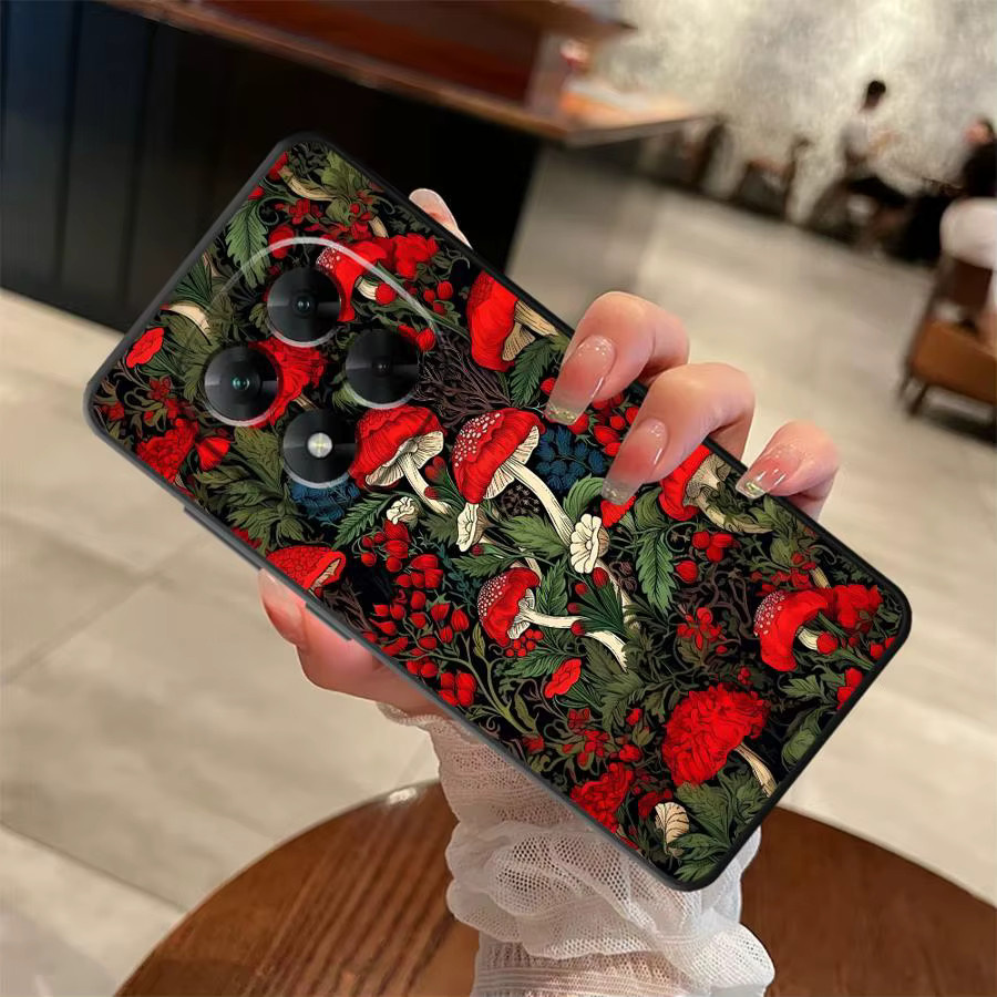 Handyhülle mit Vintage-Pilzmuster für Xiaomi Redmi Note Serie in Schwarz - Bild 1