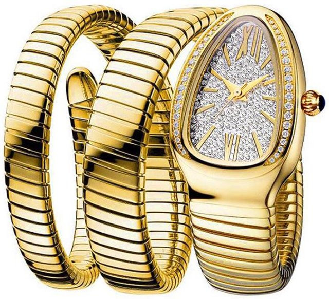 MISSFOX Armbanduhr, Schlangenstil, Gold, Quarz, Edelstahl, Damen - Bild 1
