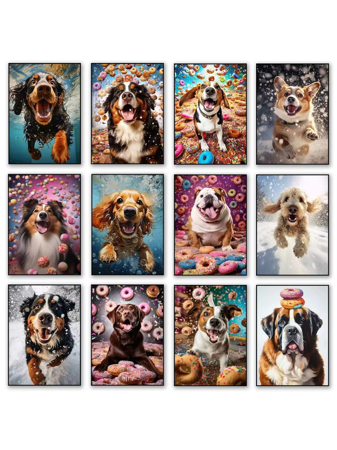 Potdemiel Wandkunst Poster Hund Motiv Diamantmalerei Mehrfarbig B/H: 25,0 x 25,0 cm - Bild 2