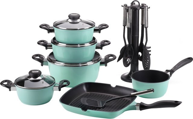 Karl Krüger Aluguss Kochtopf Set 17-teilig, mint, antihaftbeschichtet - Bild 1