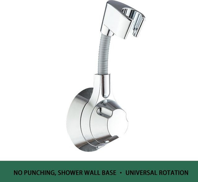 Verstellbarer Saugnapf-Duschkopfhalter von chenxiaogang in Silber, stanzfreie Duschkopfunterstützung mit Multi-Winkel-Rotation aus Kunststoff - Bild 1