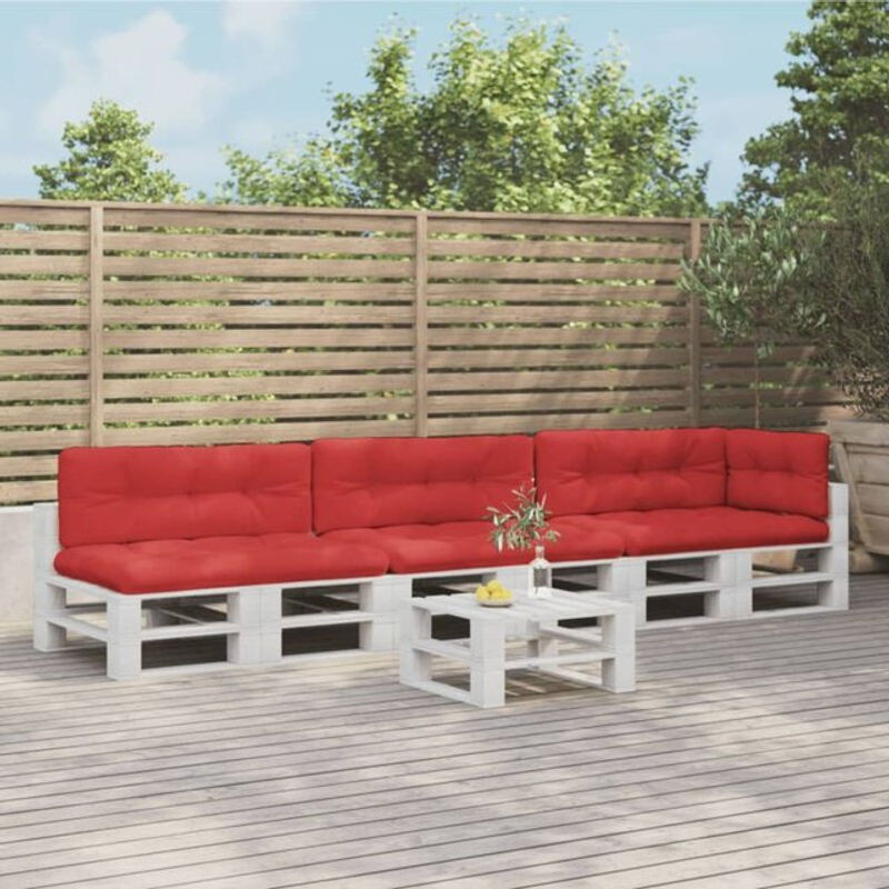 7-teiliges Palettenkissen Set von vidaxl in Rot aus Polyester Stoff, rechteckig - Bild 1