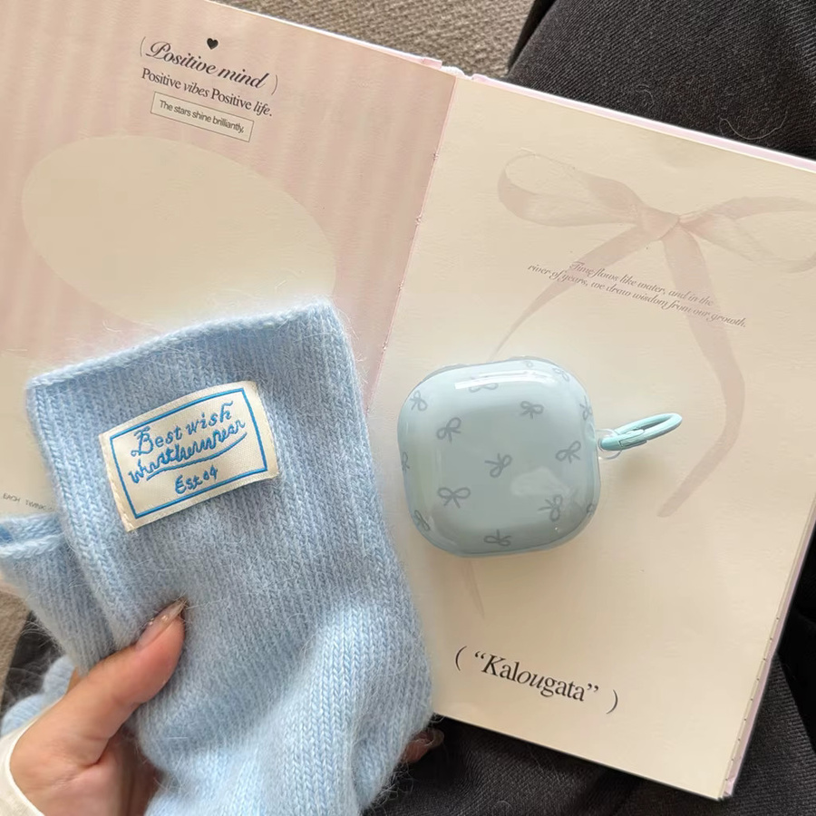 Stoßfeste Schutzhülle im Waldstil mit blauer Schleife für Samsung Galaxy Buds4 Pro, Buds3 Pro, Buds2 Pro, Buds FE und Buds Live in Blau - Bild 3