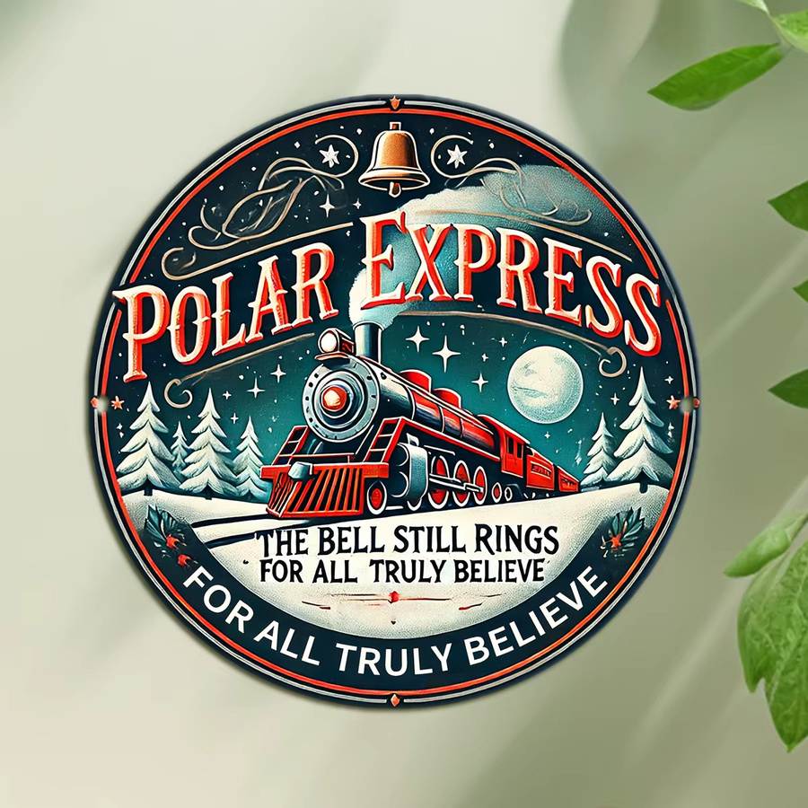 Potdemiel Rundes Eisenschild Polar Express Weihnachtsdeko in Schwarz und Mehrfarbig - Bild 4