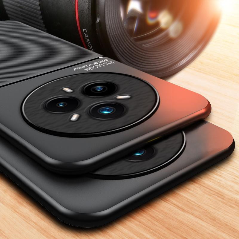 Weiche Leder Handyhülle für realme 14 Pro 5G in Schwarz mit magnetischer Auto-Halterung - Bild 2