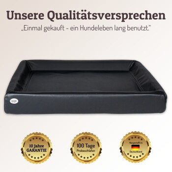 SABRO Hundebett KUDDE Sofa aus Kunstleder in Schwarz mit orthopädischem Schaumstoff und abnehmbarem Bezug, B/T/H: 120 x 100 cm - Bild 2