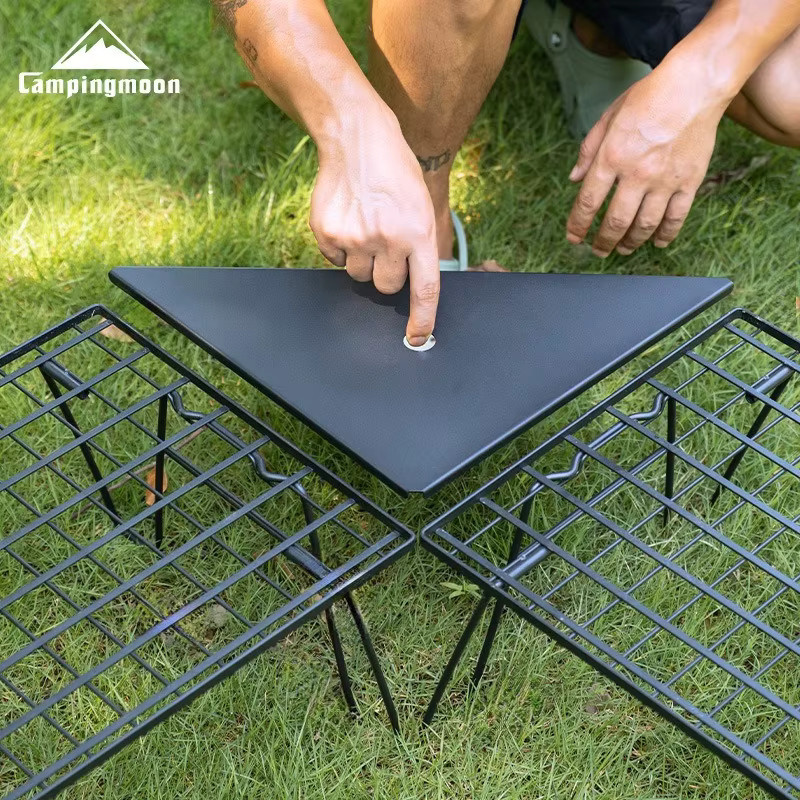 CAMPINGMOON T-2356BK Dreieckstisch aus Aluminiumlegierung in Schwarz, leichter Klapptisch mit Erweiterungsplatte für Outdoor und Camping - Bild 3