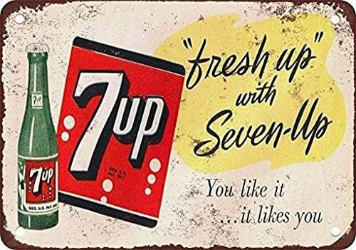 PaBoe Metall-Blechschild Sign Up With 7-Up im Vintage-Look als Wanddekoration, Mehrfarbig, Breite: 20,0 cm, Höhe: 14,0 cm - Bild 1