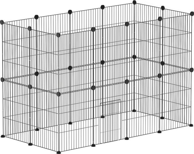 PawHut Kleintiergehege aus Stahl für Kaninchen und Meerschweinchen inkl. Tür, Schwarz, B/T/H: 120 x 60 x 80 cm, Aosom - Bild 1