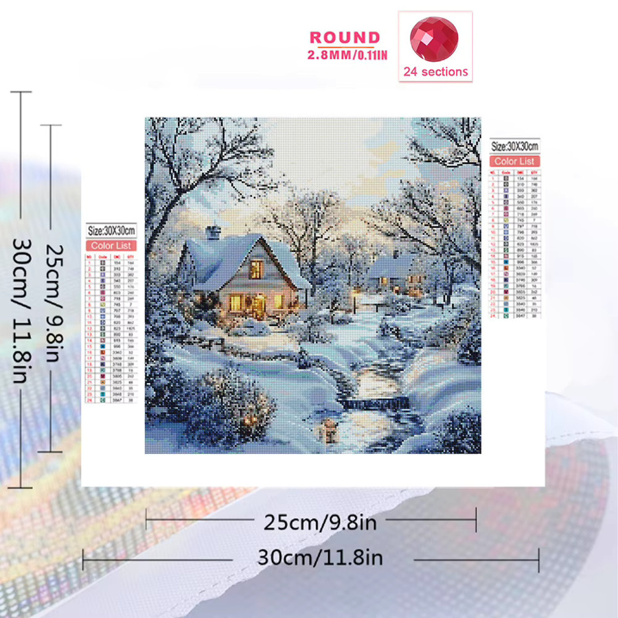 Momoart Diamant Mosaik Haus, Winter Landschaft, Stickerei, adults - Bild 2