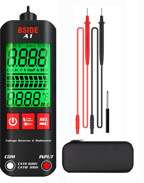 YJSTY A1 Digitalmultimeter Schwarz: Intelligentes Anti-Brenn-Messgerät mit Spannungsdetektor, Messstift-Tester und Live-Draht-Neutralprüfung - Bild 1